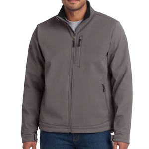 Customized New Autumn/winter Men's Gray Softshell <b>Jacket</b> Outdoor Shell Coat <b>Fleece</b>-<b>lined</b> Stand-collar Water Repellent <b>Jacket</b> - Product Image 2