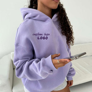 Sudadera con Capucha Extra Grande con Logotipo Personalizado, Felpa Morada, Informal, Unisex, Estilo Urbano, Sudadera con Estampado Frontal, Corte Regular, Ropa de Otoño - Product Image 4