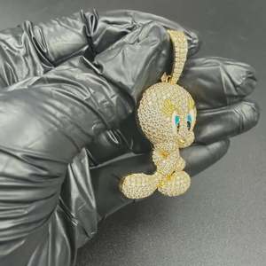 Pendentif Tweety Bird Iced Out, bijoux hip hop, pendentif en argent 925, pendentif personnalisé en moissanite VVS, personnage de dessin animé pour hommes et femmes - Product Image 4