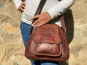 กระเป๋าหนังแพะแท้มีสไตล์ลำลองวินเทจดูกระเป๋าถือกระเป๋าสะพายไหล่ - Product Image 3