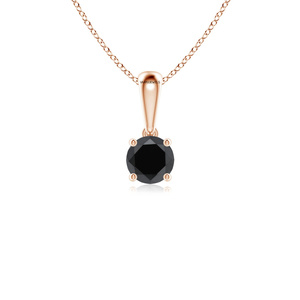 Pendentif solitaire minimaliste rond en diamant noir naturel, à porter tous les jours, bijoux unisexe, or 10K 14K 18K, argent 925 935 - Product Image 2