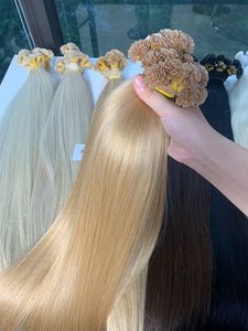 Prix usine Haute Qualité 100% Véritables Extensions de Cheveux Humains Simple Donnor Cheveux Pointe Plate Super Double Extrémités Dessinées - Product Image 2