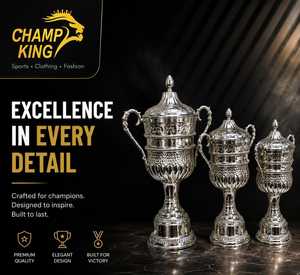Ensemble de coupes de trophées en acier inoxydable CHAMP KING, qualité supérieure durable, récompenses de compétition, design élégant - Product Image 1