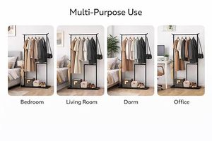 Minimalist Metal Clothing <b>Rack</b> Standing Type Double Tier Height Adjustable Multifunction Storage Holder for <b>Wardrobe</b> Use - Product Image 6