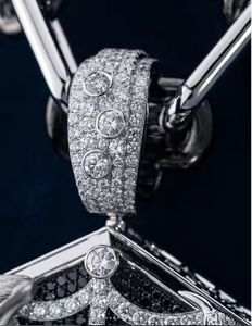 Colgante Hexagonal de Plata de Ley 925 con Diseño de Calavera y Telaraña, Estilo Hip Hop, con Incrustaciones de Moissanita Blanca y Negra, Micro Pavé, Joyería Unisex de Moda - Product Image 2