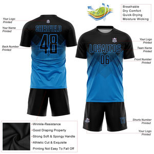 Mejor Precio, Uniforme de Fútbol Azul para Hombre y Mujer, 100% Poliéster, Nuevo, Jersey de Fútbol Personalizado, Color Sólido, Transpirable, de Secado Rápido - Product Image 4