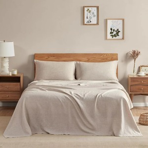 Parure de draps 100 % lin pur, taille Queen, lavé à la pierre, linge de lit français, draps plats et housses de matelas - Product Image 4