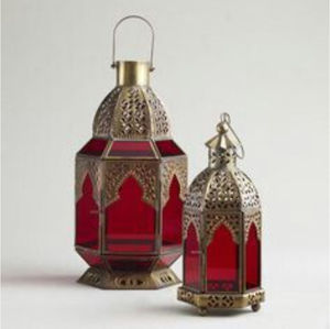 Amazing Golden Metal Candle <b>Lanterns</b> With Colorful Glass Inside for Indoor and Outdoor Decorative Candle <b>Lantern</b> <b>Set</b> - Product Image 6