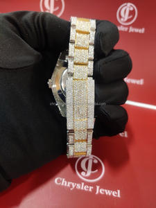 Lujoso reloj Hip Hop para hombre con diamantes de moissanita de claridad VVS, caja de acero inoxidable completamente helada, esfera de cristal, precio de ventana - Product Image 5