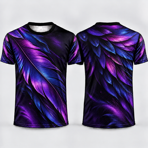 เสื้อยืดคอกลมแขนสั้นพิมพ์ลายลาวา 3 มิติสำหรับผู้ชาย - โพลีเอสเตอร์ 100% ป้องกันรังสียูวีและแห้งเร็ว ทรงปกติ - Product Image 4