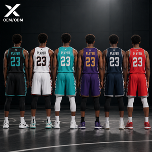 Conjunto de Camiseta de Baloncesto sin Mangas Transpirable Personalizada X Dazzle, Impresión por Sublimación, Cuello en V, Secado Rápido, Poliéster, Unisex, Deportivo para Adultos - Product Image 2
