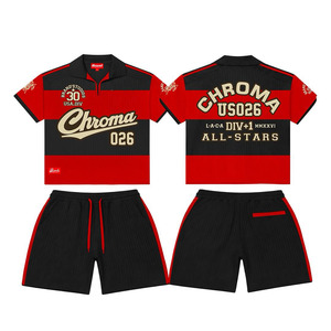 Premium 200 GSM Polyester Interlock T Shirt And Shorts Set Black <b>White</b> <b>Panel</b> Sublimation Custom Logo 2 Pieces Sets - Product Image 2