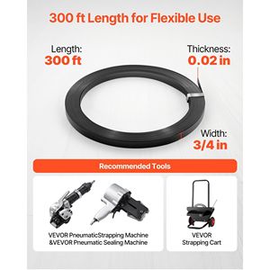 Bobina di reggia in acciaio 3/4 x 0,02 x 300 piedi, resistenza al taglio 1710 libbre, rotolo di fasciatura metallica per ambienti difficili - Product Image 4