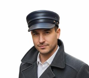 OEM Genuine Cowhide Leather Fashion <b>Cap</b> – Adjustable Curved Brim Leather Headwear - Product Image 1