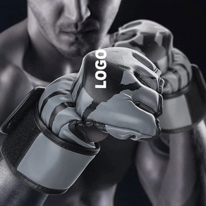 OEM ODM Custom Printed MMA <b>Gloves</b> Professional Leather <b>Moisture</b> Wicking Training Gym Sport Men Gear - Product Image 1