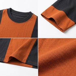 T-shirt d'été pour homme à panneaux ondulés, design minimaliste coupé-cousu, col ras du cou avec bord contrastant, fournisseur d'impression personnalisée OEM - Product Image 6