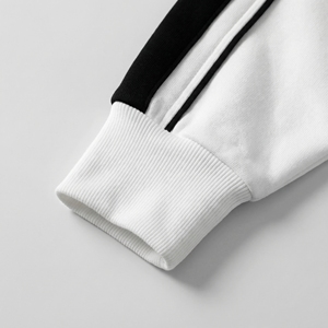 <b>White</b> Black Stripe <b>Polo</b> Collar Sweatshirt | Oversized Rugby Style Pullover | Contrast Stripe Sweatshirt| Custom OEM Manufacturer - Product Image 4