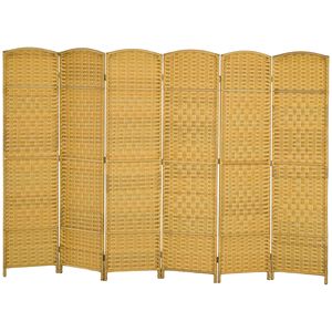 Handcrafted 6-Panel <b>Folding</b> Room Divider <b>Screen</b> 6FT Tall Privacy Freestanding Wood Partition for Home Office Nature Wood Tone - Product Image 1
