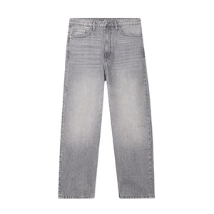 Men’s Grey Cotton Denim Baggy Jeans Loose Fit Streetwear 5 Pocket Vintage Style Casual Hip Hop Fashion <b>Pants</b> Trendy - Product Image 3