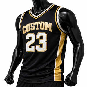 Fabricante OEM de Camisetas de Baloncesto Sólidas con Cuello en V, de Secado Rápido, Transpirables, de Tela de Poliéster, con Impresión por Transferencia de Calor Personalizada - Product Image 3