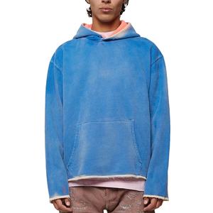 Sweat à capuche décontracté pour homme, effet délavé, en polaire, avec poches, mélange polyester/coton, coupe-vent, écologique, haute qualité, faible MOQ, marque privée - Product Image 1