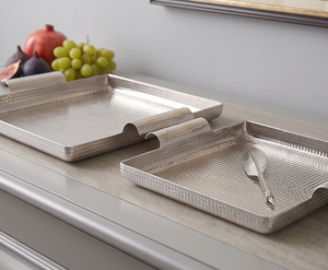 Plateau de service en métal fait main, plateau alimentaire en aluminium, différentes tailles, plateau de service alimentaire en métal de forme carrée, plateau élégant - Product Image 4