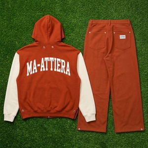 Conjunto Deportivo de Dos Piezas Personalizado para Hombre, Sudadera con Capucha y Cremallera Completa en Bloques de Color y Pantalones Deportivos de Pierna Ancha - Product Image 5