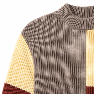 Women's Color Block Chenille Shaker Stitch Sweater 100% Polyester Chunky Knit Mock Neck <b>Pullover</b> | OEM Manufacturer - Product Image 4