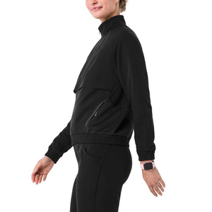 Chaqueta de poliéster negra para mujer con cremallera completa, tejido de punto, para uso médico hospitalario con detección de agujas - Product Image 2