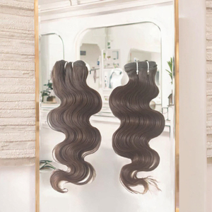 Indian Virgin Remy Hair Wefted Bundles Single Drawn Ends Loose Natural <b>Body</b> <b>Wave</b> Style Raw Temple Hair 100g - Product Image 3