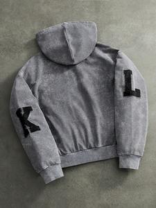 Sweat-shirt oversize délavé pour homme, style streetwear décontracté, vêtement de sport, tissu épais, pull à capuche pour l'hiver - Product Image 3