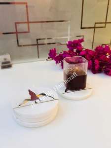 Ensemble de sous-verres en marbre motif éléphant – Vente en gros au meilleur prix pour salle à manger, cuisine, hôtels – Artisanat en pierre de style religieux - Product Image 3