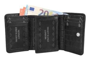 Portefeuille en cuir véritable gaufré croco personnalisé, finition croco noire, logo personnalisé, marque privée, OEM, vente en gros, luxe, petit format - Product Image 5