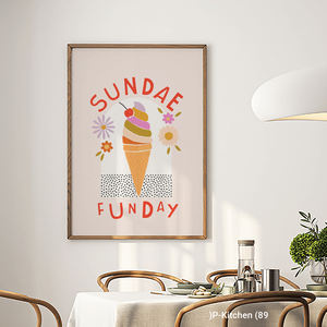 Décoration murale de vacances, affiche illustrative mignonne de glace à la crème, décoration murale moderne pour cuisine et desserts - Product Image 3