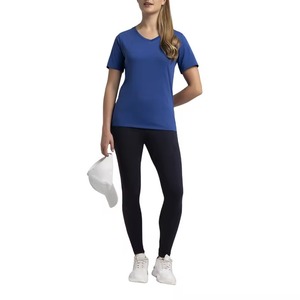 Camisetas de Cuello en V para Mujer, Personalizadas al por Mayor, de Manga Corta, Casuales de Verano, de Algodón Transpirable, Ajustadas, Tops - Product Image 4