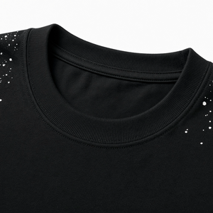 Camiseta de algodón negra para hombre con estampado de astronauta Iron Moon Space Rock, manga corta, cuello redondo, corte regular, tejido jersey - Product Image 3