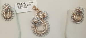 ISHWAR ART JEWELLERY Luxury 14K Gold Diamond <b>Crystal</b> Pendant Set with Matching Earrings Flower Shape Wedding Jewelry for Women - Product Image 4
