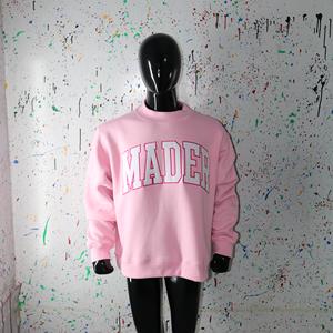 Sudadera MADER PINK con cuello alto 100% BLANCA con apliques bordados, sudadera de cuello ancho URBAN PRODUCTIONS - Product Image 3