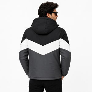 Men's Color Block Hooded Puffer Jacket Waterproof Windproof Winter Warm <b>Quilted</b> Outdoor Casual Coat OEM ODM Custom Logo - Product Image 4
