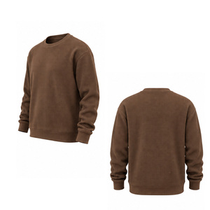 <b>Mens</b> Waffle Knit Sweatshirt Textured <b>Long</b> <b>Sleeve</b> Crewneck Casual Pullover Thermal <b>Top</b> Custom OEM Streetwear Manufacturer Factory - Product Image 5