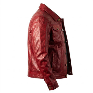 Nouvelle arrivée : veste en cuir véritable de style pakistanais vintage pour hommes - Veste en cuir de type trucker ajustée et personnalisable - Product Image 3