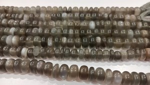 มูนสโตนสีเทาธรรมชาติทรงรอนเดลล์ขนาด 8 มม. ร้อยเป็นเส้นยาว 8 นิ้ว - Product Image 3