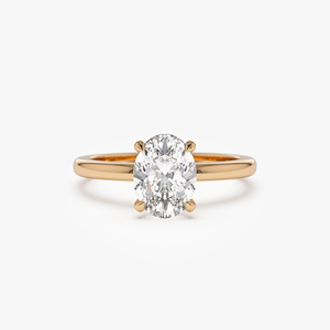 Elegante anillo de compromiso de oro macizo de 14 quilates con diamante de corte ovalado de 0.75 quilates, cultivado en laboratorio, de lujo. - Product Image 2