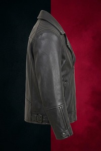 Chaqueta de Motociclista de Cuero Genuino Negro para Mujer, Corte Ajustado, Color Sólido, Impermeable, Cierre Frontal con Cremallera, Acabado Crudo, Ropa de Calle para Invierno - Product Image 5