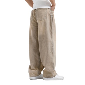 Nouveau jean baggy décontracté pour homme avec logo personnalisé 2025, pantalon en denim uni pour homme, jean ample, pantalon à jambes larges pour homme - Product Image 4