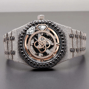 Montre en moissanite de qualité supérieure pour hommes, entièrement sertie de diamants VVS, acier inoxydable, montre-bracelet de luxe - Product Image 1