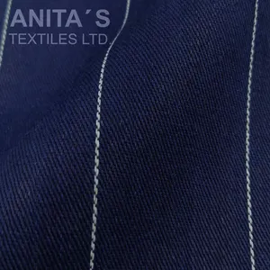 In Stock Casual Wear Indigo Stripe Heavy Weight 100% Cotton 2x1 S Twill YARN DYED Woven Fabric