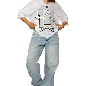 Camiseta de fútbol americano de malla blanca estilo Y2K para mujer, talla grande, transpirable, ropa deportiva de marca privada, servicio OEM, EE. UU. - Product Image 3