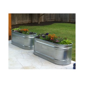 Bac à jardinière galvanisé pour la décoration intérieure Métal Fer galvanisé Forme ovale Bac à jardinière surélevé Design décoratif gaufré - Product Image 5