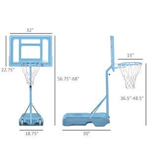 Canestro da Basket Portatile Regolabile 92,7-123 cm con Tabellone Trasparente, Palo e Base Riempibile per Uso a Bordo Piscina - Product Image 3